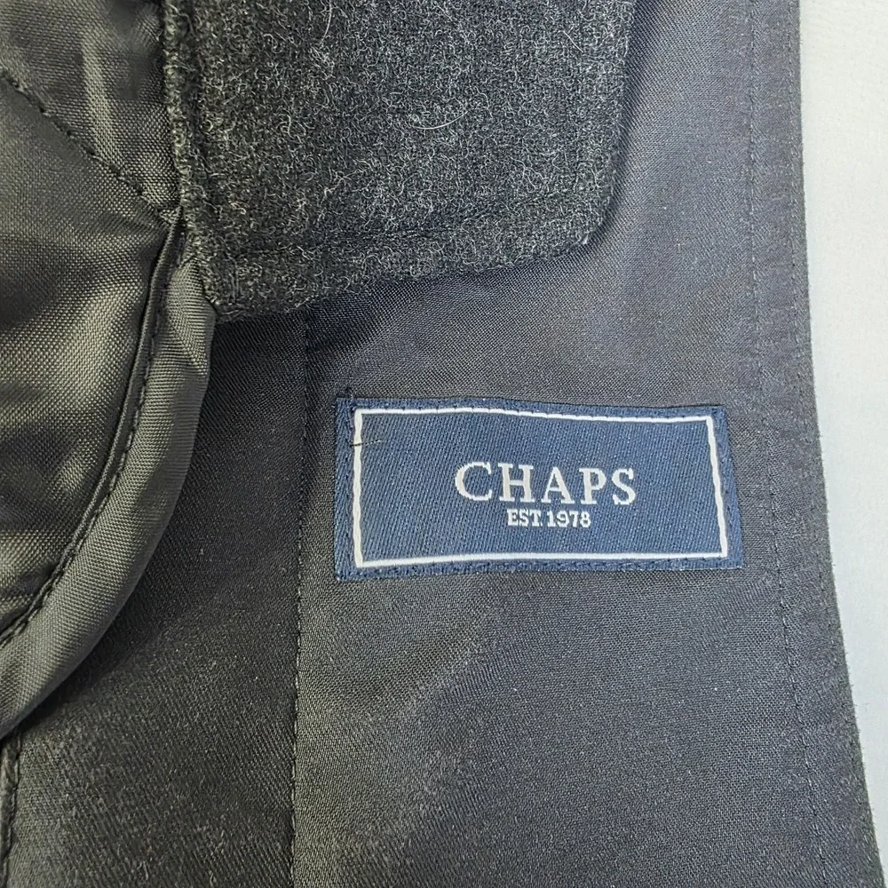 Chaps Mens 44L Black Wool‎ Blend 2 In 1 Overcoat Removable Liner Business Casual